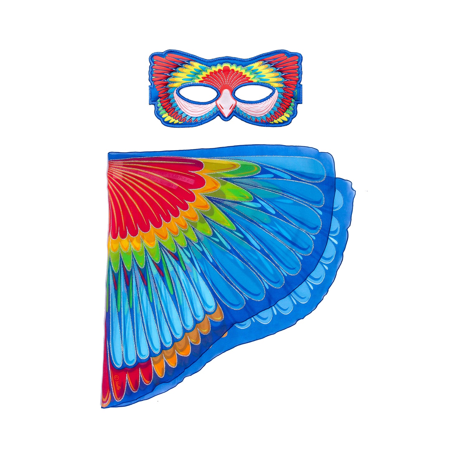SCARLET MACAW PARROT WINGS + MASK in eco-friendly cotton gift bag