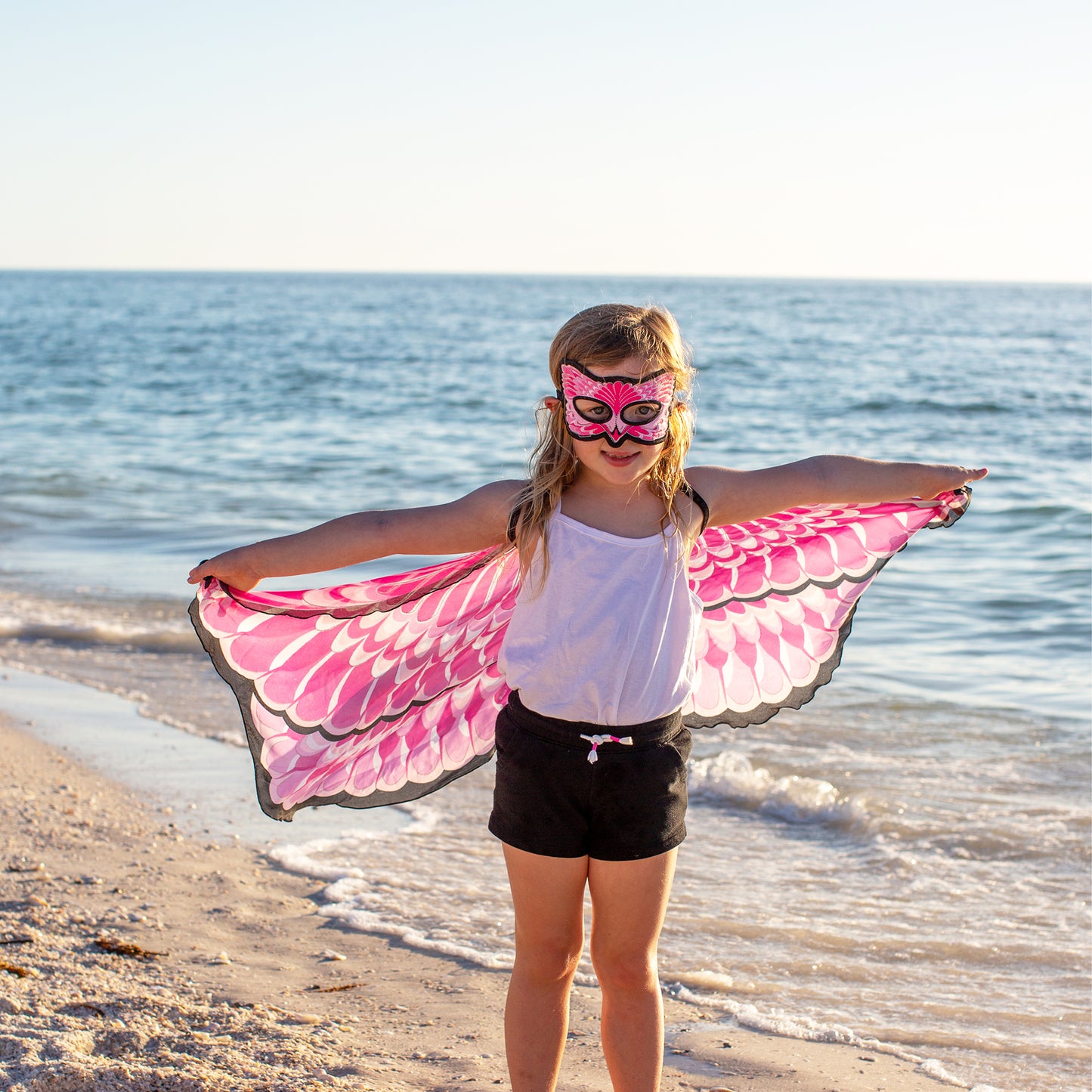 PINK FLAMINGO WINGS + MASK in eco-friendly cotton gift bag